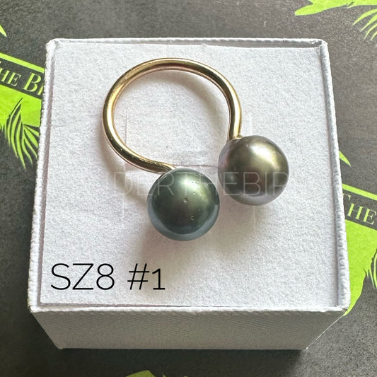 Duo Tahitian Pearl Ring sz 8